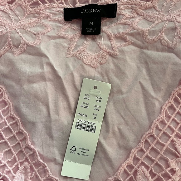 NWT J. Crew V-Neck Top with Eyelet Trim Baby Ballet Pink - Picture 10 of 12